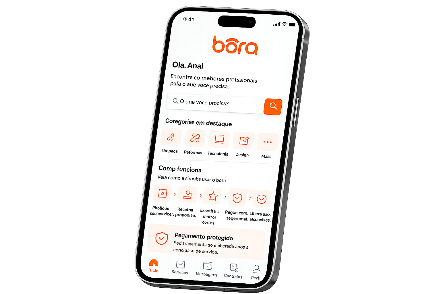 Aplicativo Bora mockup